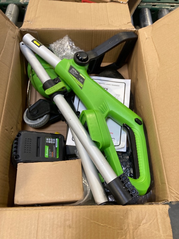 Photo 1 of 20V 12" Cordless String Trimmer With 2 X 4.0ah Battery and Charger, Electric Grass Trimmer Battery Powered Eater String, Edger Lawn Tool Grass Cutter With 8pcs Line, Lawn Mover For Yard, Garden, Green