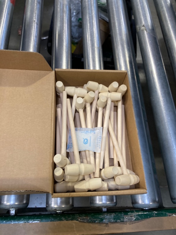 Photo 1 of 24 Pcs Mini Wooden Hammers for Breakable Chocolate, Natural Wood Toy Mallets for Kids