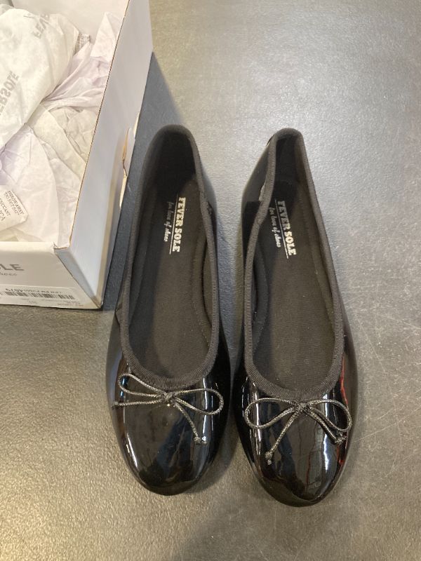 Photo 1 of FEVERSOLE Women's Macaroon Colorful Memory Foam Cushion Insock Patent Ballet Flat Black Size 7.5 M US