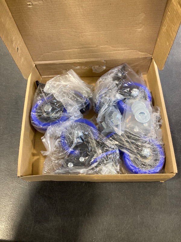 Photo 1 of 3 Inch Caster Wheels Heavy Duty Stem Caster 1600Lbs, Threaded Stem Casters 1/2"-13 x 1(Stem Diameter 1/2", Stem Length 1"), Safety Locking Caster Set of 4, Industrial Castor Wheels for Cart,Furniture