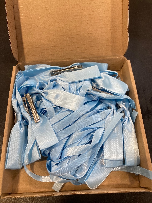 Photo 1 of 24 PCS Blue Hair Bows Clips Ribbon,Mini Satin Hair Bows With Long Tail for Women and Girls Hairstyle Accessory Gift (Blue)