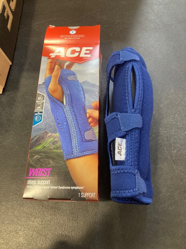 Photo 1 of ACE Night Wrist Sleep Support, Adjustable, Blue, Helps Provide Relief from Symptoms of Carpal Tunnel Syndrome, and other Wrist Injuries