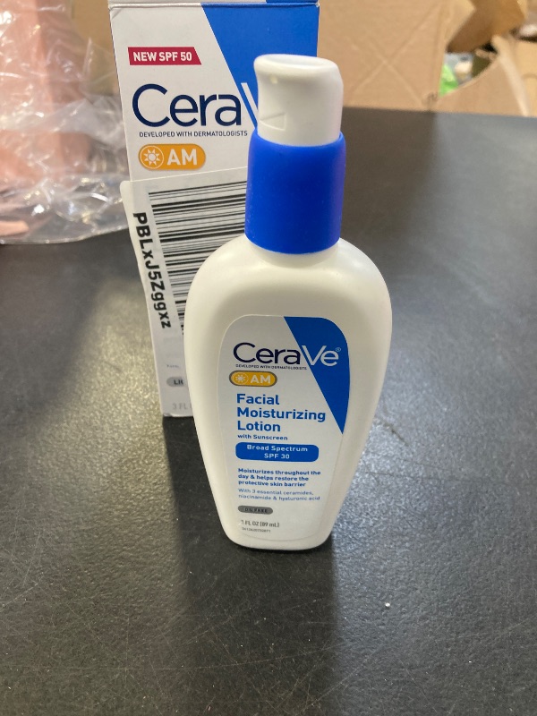 Photo 1 of CeraVe AM Facial Moisturizing Lotion SPF 50, Face Moisturizer with SPF, Hyaluronic Acid, Niacinamide & Ceramides, Non-Greasy, Blends Seamlessly With No White Cast, Non Comedogenic Sunscreen, 3 Oz