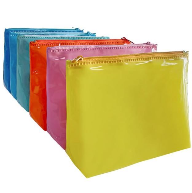 Photo 1 of TotePrint 6 Sets Mixed Solid Color Portable Waterproof Cosmetic Bag,Clear Pouch for Travel,Solid Iridescence Pen Pouch with Zipper,Purse Cosmetic Brush Bag (6PCS Light Color)
