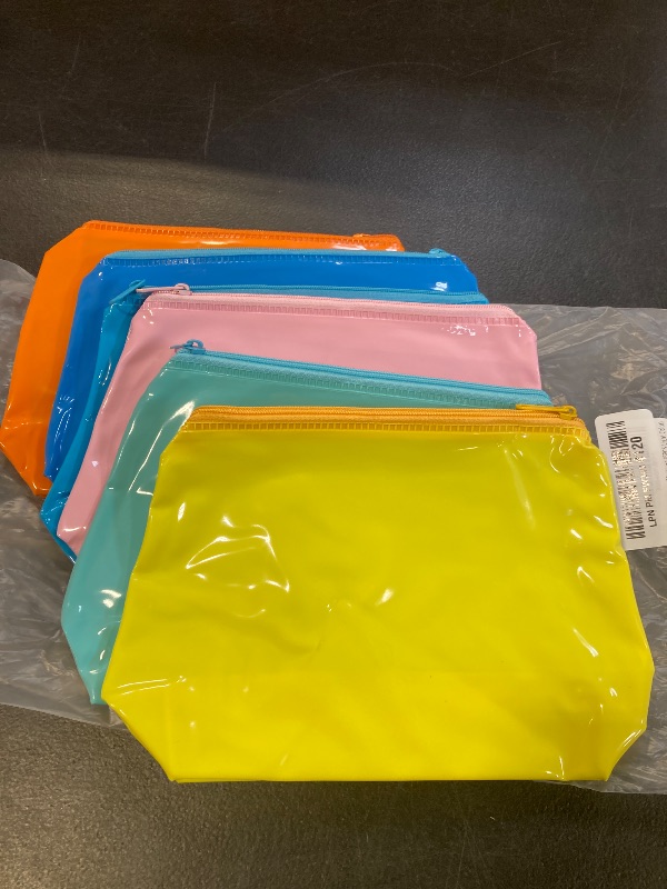 Photo 1 of TotePrint 6 Sets Mixed Solid Color Portable Waterproof Cosmetic Bag,Clear Pouch for Travel,Solid Iridescence Pen Pouch with Zipper,Purse Cosmetic Brush Bag (6PCS Light Color)