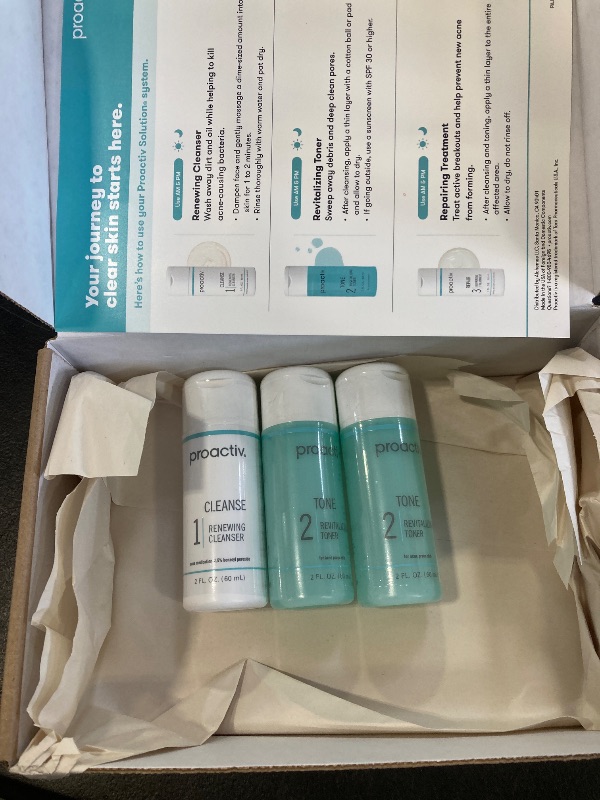 View 3 of Proactiv 3 Step Acne Treatment - Benzoyl Peroxide Face Wash, Repairing Acne Spot Treatment for Face and Body, Exfoliating Toner - 30 Day Complete Acne Skin Care Kit