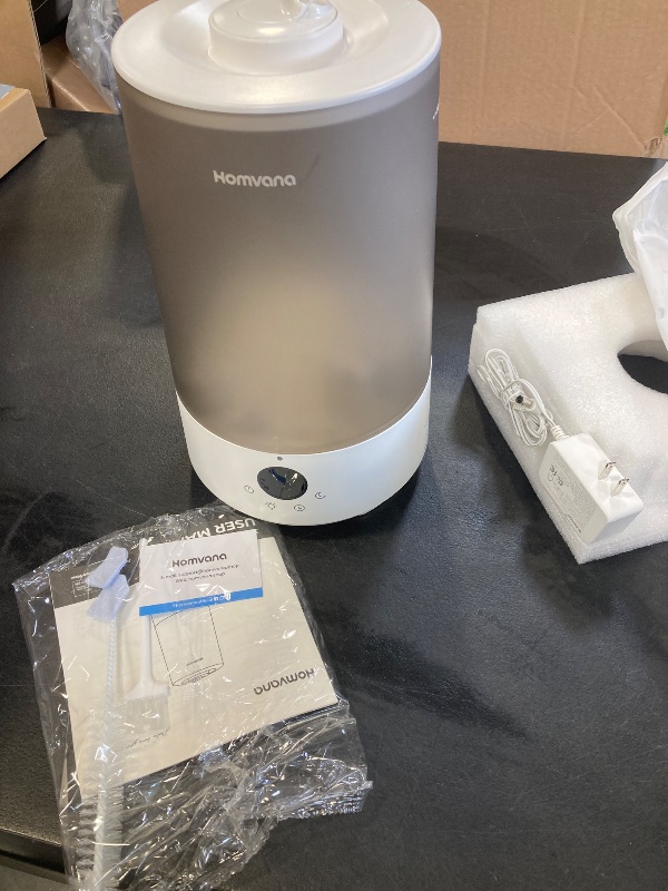 Photo 1 of Homvana Humidifiers for Bedroom Home, 3.6 L Cool Mist Top-Fill 34H Super Long Time, Quiet 23dB, Baby Humidifier, Oil Diffuser for Large Room, House, Plant, Nursery, Office, BPA FREE, Ultrasonic (Grey)
