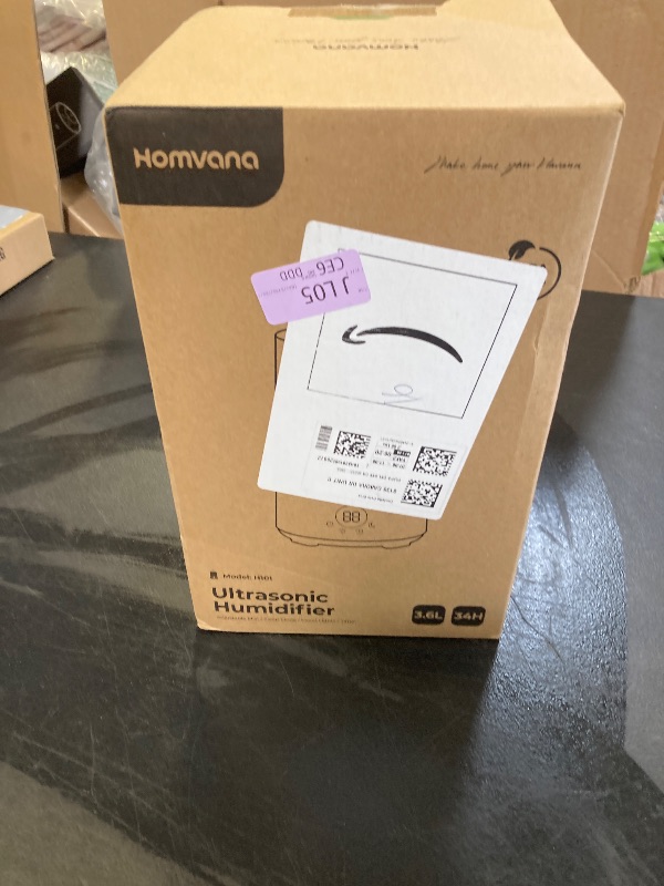 Photo 1 of Homvana Humidifiers for Bedroom Home, 3.6 L Cool Mist Top-Fill 34H Super Long Time, Quiet 23dB, Baby Humidifier, Oil Diffuser for Large Room, House, Plant, Nursery, Office, BPA FREE, Ultrasonic (Grey)