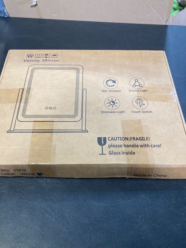 Photo 1 of FENNIO Makeup Mirror with Lights 17"x13" ?Desk Mirror?Vanity Mirror with Lights, Touch Screen with 3-Color Lighting, Dimmable, Vanity Mirror for Vanity Desk Tabletop