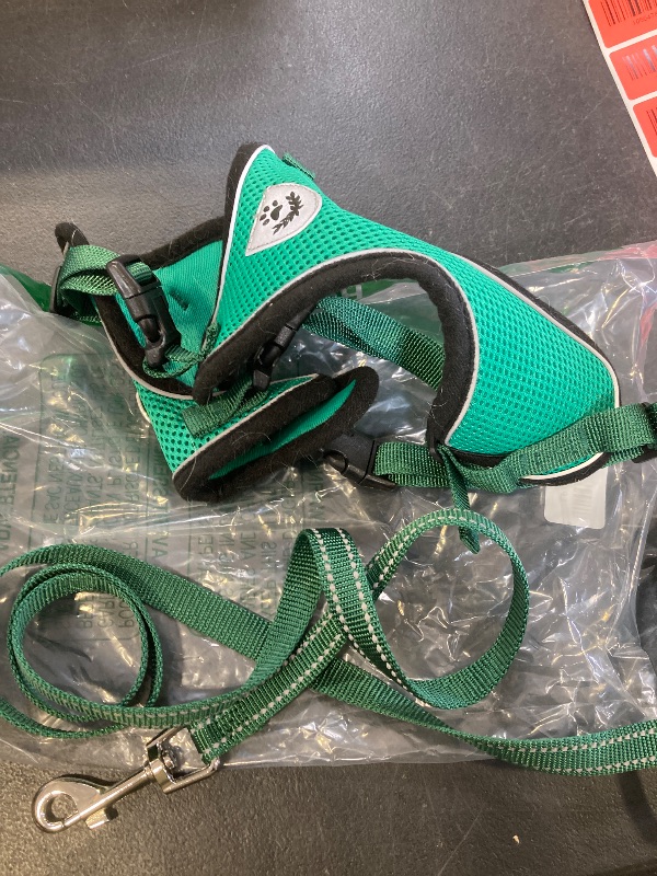 Photo 1 of PUPTECK Cat Harness and Leash Set Escape Proof Reflective Cat Walking Harness Adjustable Soft Breathable Mesh Vest for Small Pets, Dark Green, L