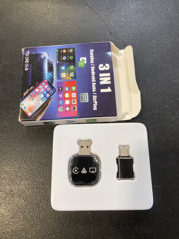Photo 1 of 2026 Upgrade 3-in-1 Wireless CarPlay Adapter, Wired to Wireless Screen Mirror Link for iPhone/Android, Auto Connect with Dual 2.4/5GHz WiFi & Bluetooth 5.0 (Color-A,for iPhone)