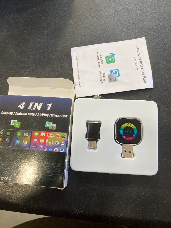 Photo 1 of 2026 Upgraded Wireless Carplay Adapter, 4 in 1 Screen Mirroring Support Mirror Link/AirPlay for Apple CarPlay & Android Auto, Mini USB/Type-C Plug & Play Car Play Adapter, Wired to Wireless No Latency