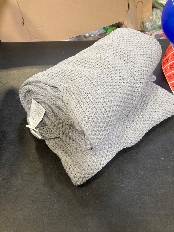 Photo 1 of Joydeco Chunky Cable Knit Throw Blanket, Lightweight 100% Cotton Soft Cozy Throw Twin Blanket for Couch Bed and Sofa, Rustic Breathable Farmhouse Blanket Gift for Women Men(Grey, 60"x80")