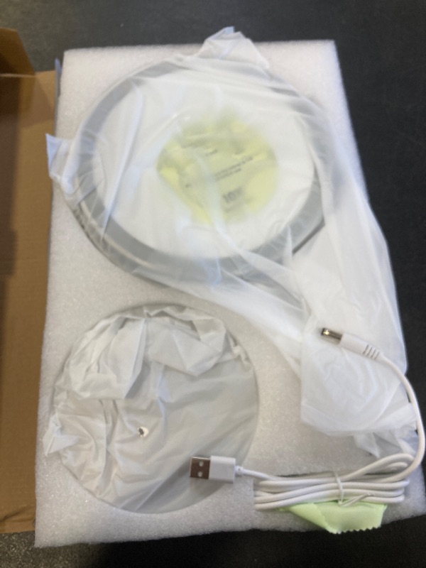 Photo 1 of Lighted Makeup Mirror, 3000 mAh Rechargeable Double Sided Magnifying Vanity Mirror with 3 Colors, 1x/10x, 360° Rotation , Brightness Adjustable Magnification Cosmetic Light up Mirror, Women Gift