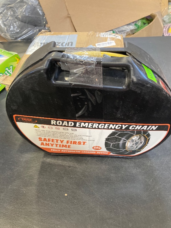 Photo 1 of DEDC Snow Chains for SUV Tire Chains Compatible with Tesla Model Y Cars 1 Min Quick Fit Easy Chainsaw Reusable Universal Emergency Traction Chain Tire Width 235 245 255 265 275 - Set of 2 MS1521