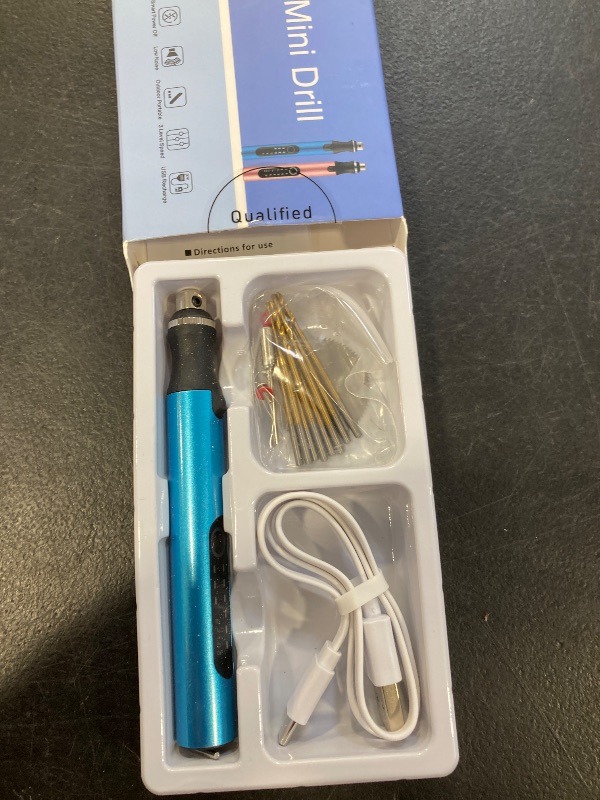 Photo 1 of 3-Speed Cordless Mini Drill Pen With 8 Small Drill Bits,Rechargeable Electric Hand Drill Pin Vise,Resin Drill Set For Jewelry Making,Resin,Plastic,Wood,Keychains DIY (BLUE)