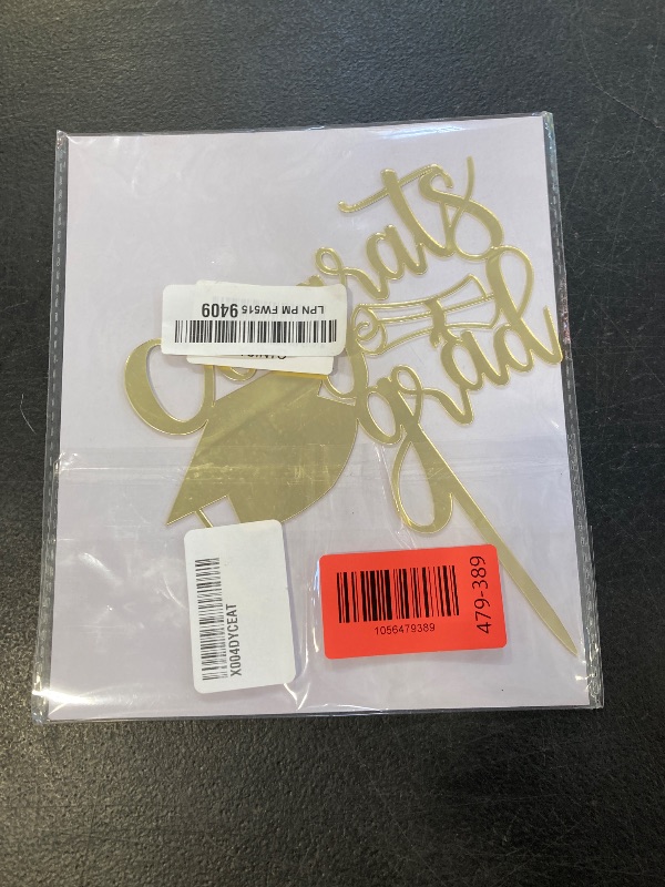 Photo 1 of  Acrylic gold CONGRATS GRAD CAKE TOPPER