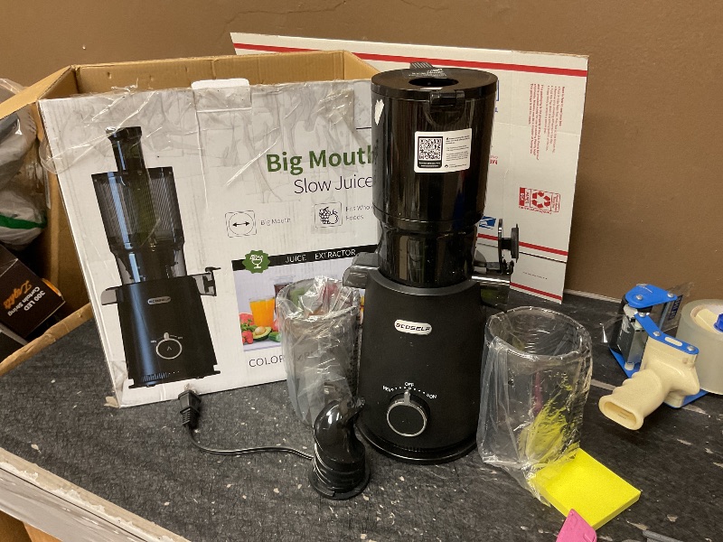 Photo 4 of ECOSELF Juicer Machines - Wide Mouth Feed Chute with Self Feeding Hands-Free Design - Cold Press Juicer for Vegetables and Fruits - Juice Extractor Machine High Juice Yield - With Pusher