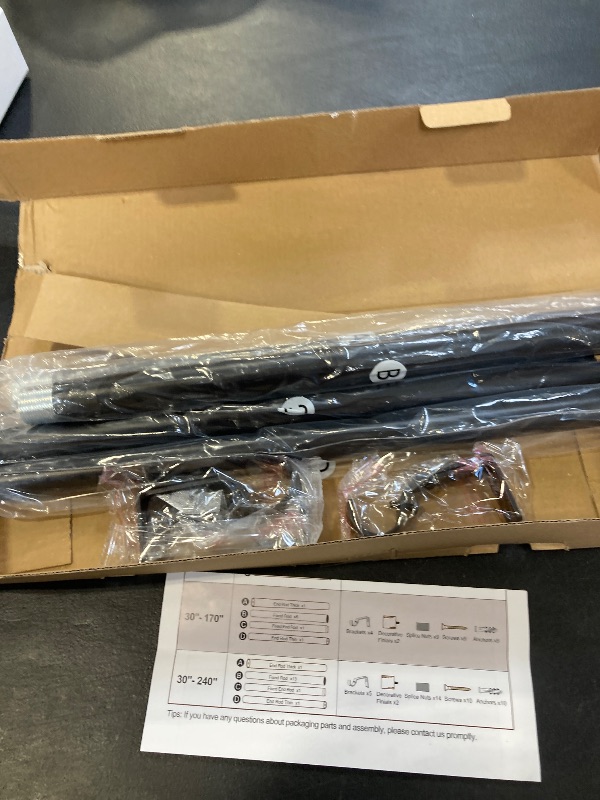 Photo 1 of IFELS Heavy Duty Curtain Rods for Windows 28 to 48 Inch, 1 Inch Adjustable Black Curtain Rod with Easy Installation and Modern Design (A1,Black,30-60")