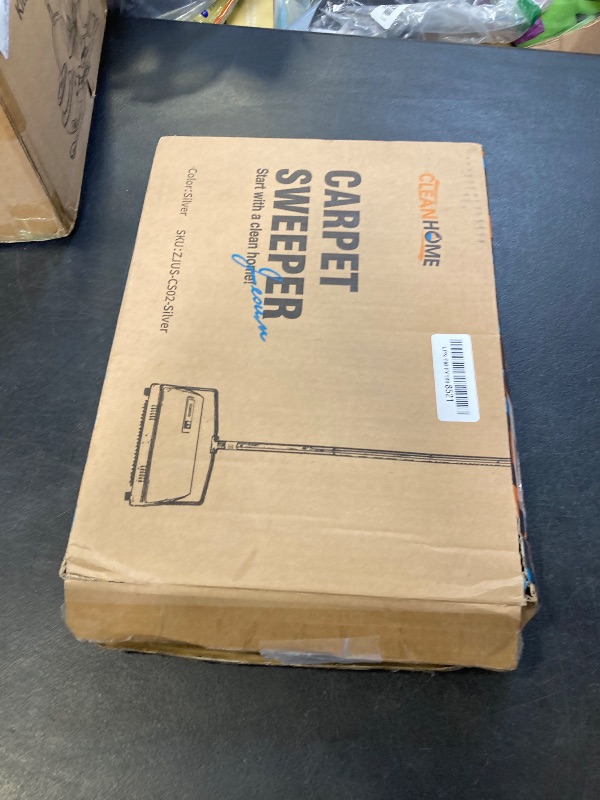 Photo 1 of CLEANHOME Carpet Sweeper Manual Cordless - Non-Electric Push Sweeper for Pet Hair & Debris on Carpets & Rugs, Includes Cleaning Tool & Extra Replacement Roller