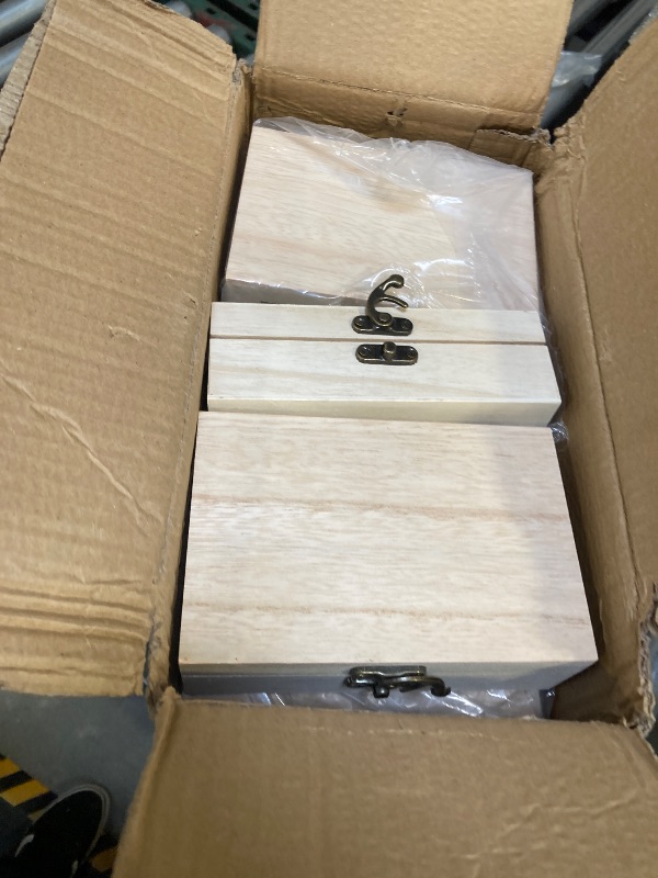 Photo 1 of 24-Pack Small Wood Box for Crafts 6"x4"x2" Unfinished Wooden Box with Lid Keepsake Box for Jewelry Storage DIY Crafts