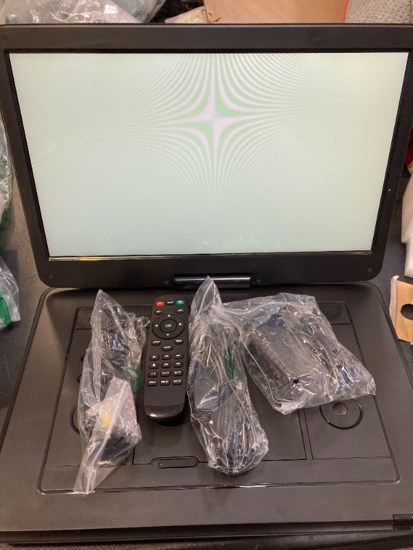 Photo 1 of 17.5" Portable DVD Player with 15.6" Large HD Screen, 6 Hours Rechargeable Battery, Support USB/SD Card/Sync TV and Multiple Disc Formats, High Volume Speaker, Black