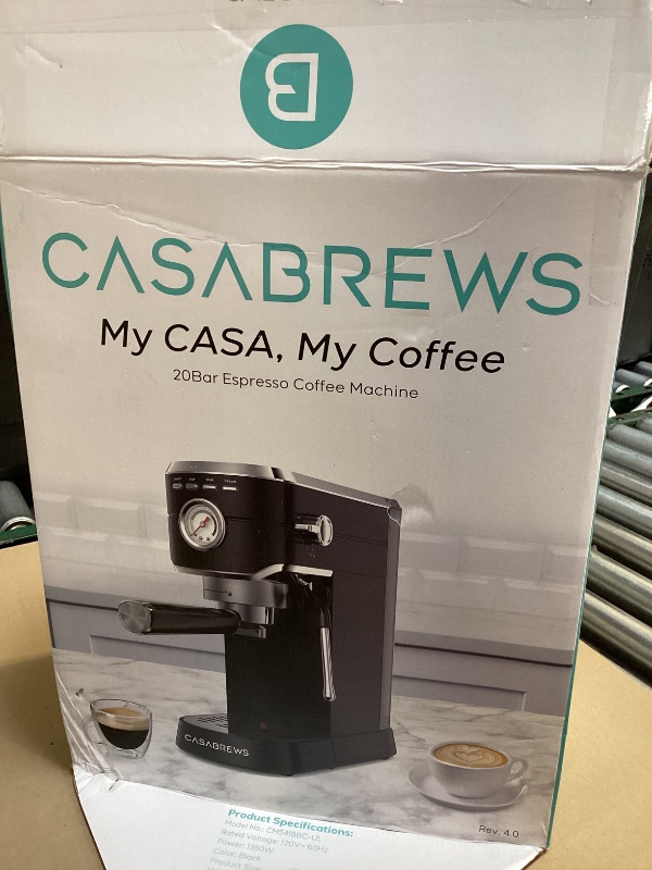 Photo 1 of CASABREWS CM5418 Espresso Machine 20 Bar, Stainless Steel Espresso Maker with Milk Frother, Compact Cappuccino Machine for Home, Espresso Coffee Machine, Gift for Her, Gift for Family, Black