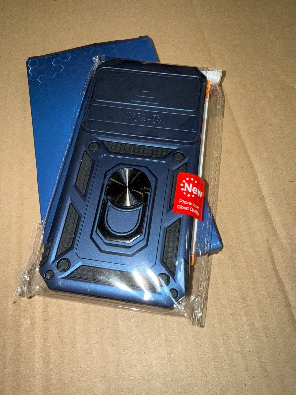 Photo 1 of Janmitta Case Compatible with Google Pixel 9 Pro XL Built in Slide Camera Lens Cover+Screen Protector+Finger Ring Holder Kickstand,Heavy Duty Shockproof Full Body Protective Phone Cover,Blue