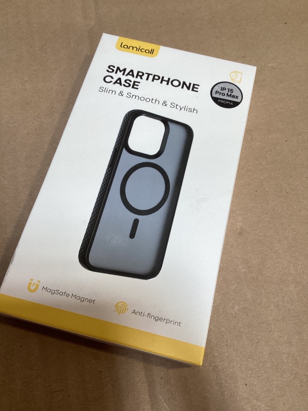 Photo 1 of Lamicall Magnetic Case for iPhone 15 Pro Max, for Magsafe - [Diamond Textured Anti-Slip Edge] [Military Grade Shockproof Protection] Translucent Hard Slim Magnet Protective Cover