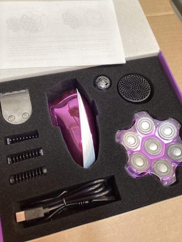 Photo 1 of 5-in-1 Electric Razors for Women, 7D Magnetic Heads Full Body Shaver, Waterproof Wet Dry Hair Remover with LED Display, Rechargeable Bikini Trimmer for Underarms, Face, Legs, Lips, Arms (Purple)