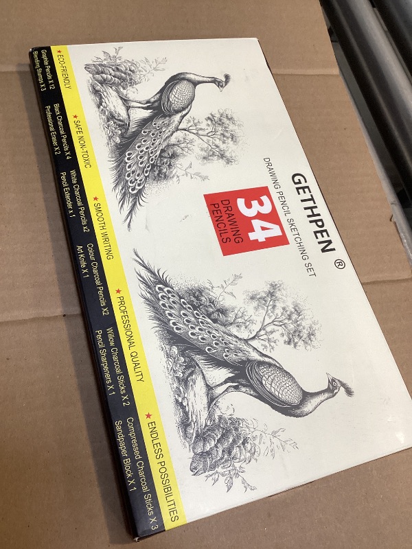 Photo 1 of GETHPEN Sketch Pencils for Drawing,34 Pcs,Graphite Pencil (14B-4H), Charcoal Pencil,With Graphite Sticks, Erasers and Sharpener, Art Pencils for Sketching,Artist Set for Beginners and Professionals