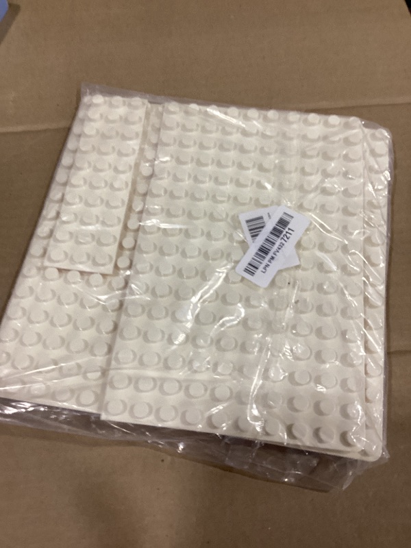 Photo 1 of MIMAX Self-Adhesive Baseplates Compatible with DUPLO, Peel-and-Stick Baseplate for DIY Play Table or Wall - 4 Pack (10" x 10") (White)