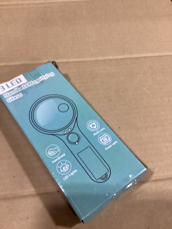 Photo 1 of Compact Magnifying Glass with Lights,45X 10X 5X Small Handheld Lighted Magnifier, 3 LED Light Magnifying Glass for Reading Small Prints & Low Vision Seniors W&B