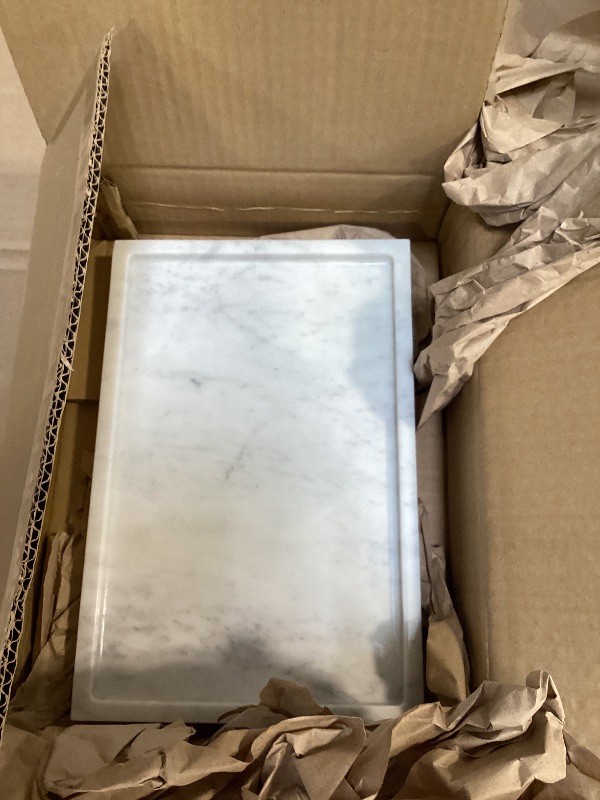 Photo 1 of 100% Natural Marble Serving Tray Luxury Marble Storage Tray for Home Decor Stone Tray for Bathroom/Kitchen/Vanity/Dresser,Plate Holder for Tissues, Candles, Towel