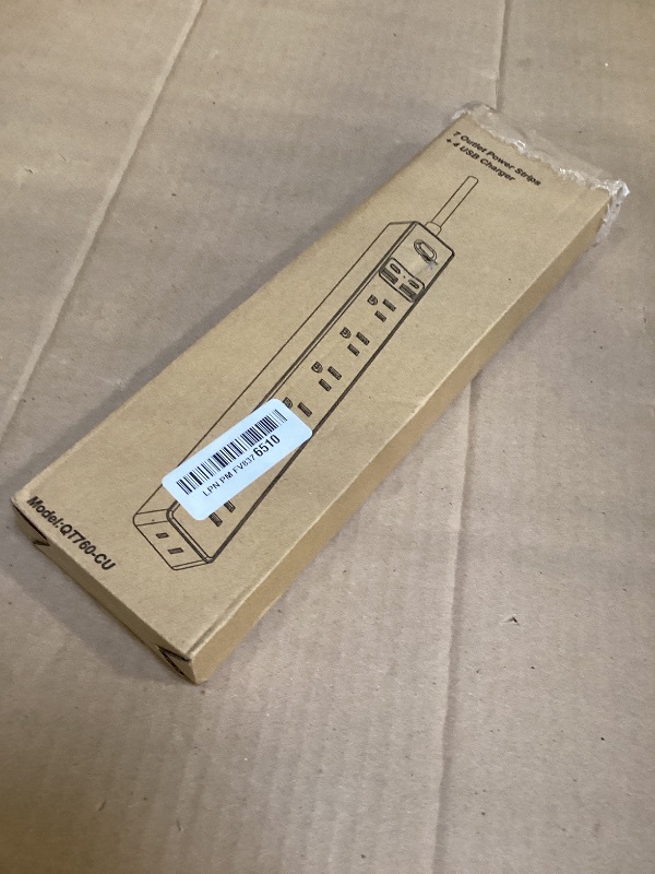 Photo 1 of 10 Ft Power Strip Surge Protector - 7 Outlets 4 USB Ports (2 USB C), Ultra Thin Flat Extension Cord & Flat Plug, 1700 Joules, Wall Mount, Desk Charging Station for Home Office Dorm, White