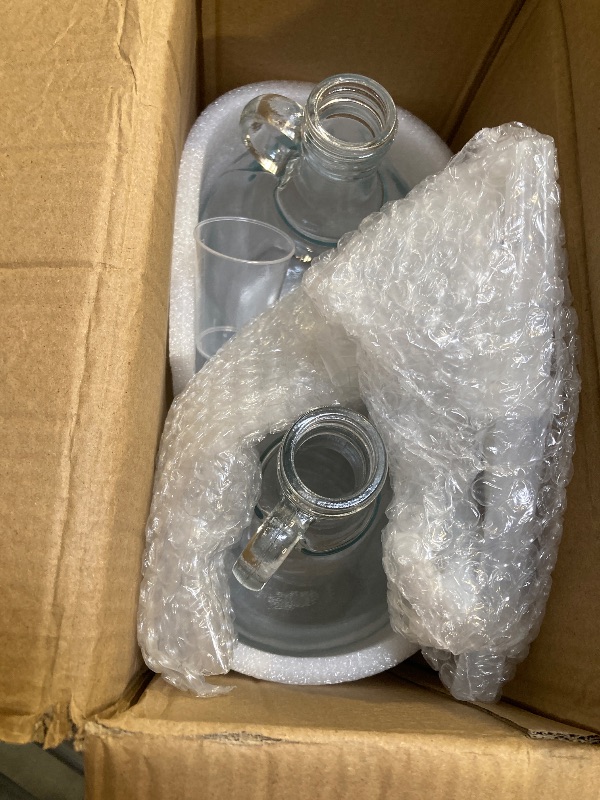 Photo 1 of 2 Pcs Glass Liquid Laundry Detergent Dispenser with Cup Holders, Half Gallon Dispenser for Laundry Room (64 oz. Each), Laundry Detergent Bottles with Pump Dispenser -Includes Labels, Measuring Cups