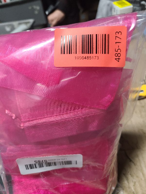 Photo 1 of 100pcs Organza Bags, Hot Pink Mesh Drawstring Gift Bags, 4x6inch Jewelry Pouches Small Sachet for Christmas Candy Party Favor