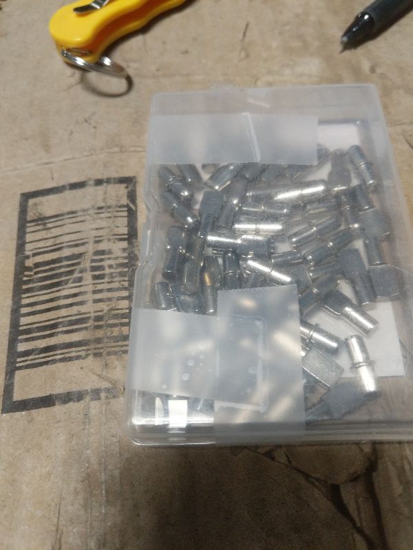 Photo 1 of 104Pcs Shelf Pins Kit,4 Styles Nickel Plated Shelf Support Pegs,Bookshelf Pegs for Shelves,Cabinet Shelf Bracket Pegs Shelf Pins Holders for Kitchen Furniture & Closet ( 5mm & 1/4inch )