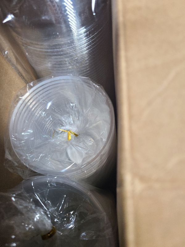 Photo 1 of 100 PACK 12 oz Clear Plastic Cups with Dome Lids, Disposable Dessert Parfait Cups for Ice Cream, Iced Cold Coffee Drinks, Cupcake, Fruit for Party
