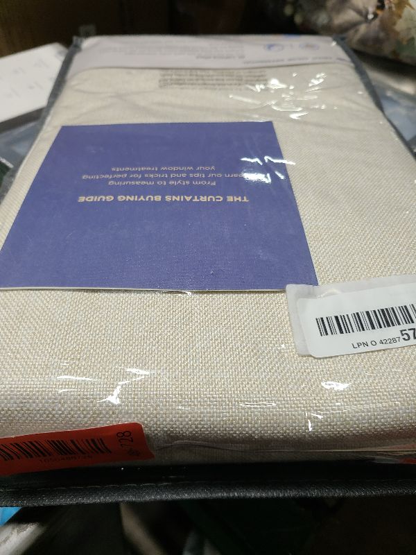 Photo 1 of 100% Blackout Shield Linen Blackout Curtains for Bedroom 84 Inches Long, Back Tab/Rod Pocket Living Room Drapes, Thermal Insulated Blackout Curtains 2 Panels Set, 50" W x 84" L, Cream