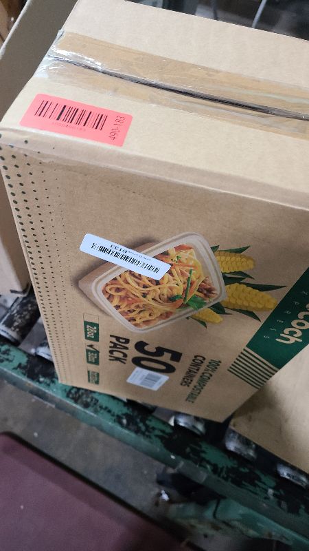 Photo 1 of 100 Piece (50 Pack) Meal Prep Containers with Lids,32 oz Resuable Cornstarch Material Salad Containers, Plant-based Lunch Boxes, Plastic Take Out Bowls BPA Free, Microwave Freezer Safe, Stackable