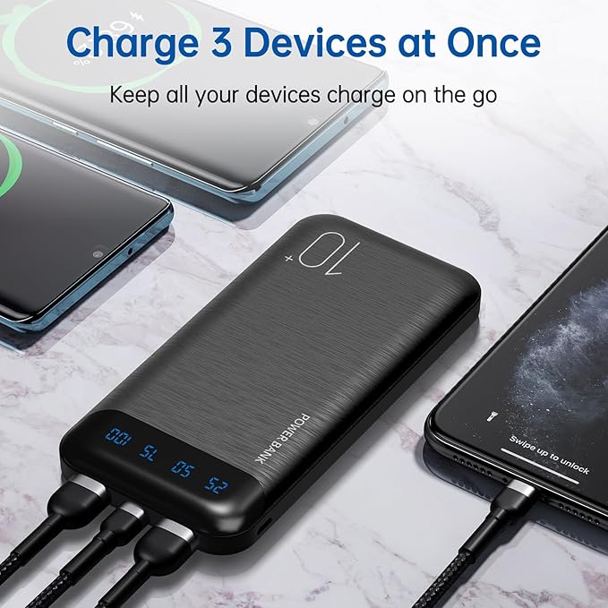 Photo 1 of **MSRP 12.99** Power Bank 2 Pack 10000mAh Portable Charger with 2 USB 2.4A Outputs & USB C in/Out Slim Battery Pack for Huawei iPhone 16 15 14 13 12 iPad Samsung Galaxy Android Tablet Black