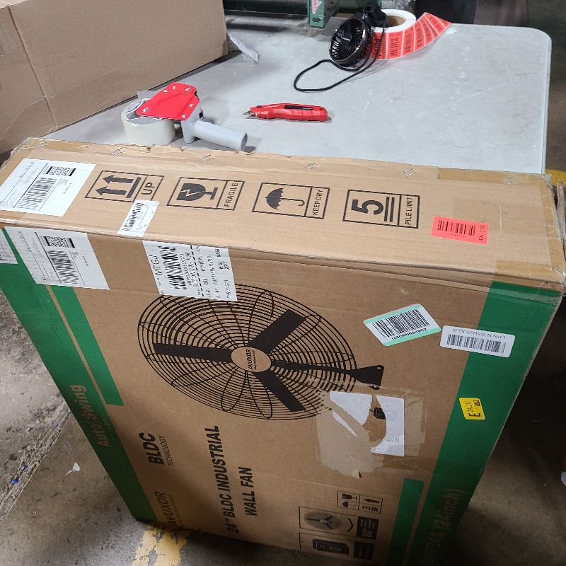 Photo 1 of 24'' Outdoor Wall Mount Fan, 4 Speed Oscillating Wall Fan with All Sealed Brushless DC Motor, Heavy Duty Industrial Fans, Waterproof Fans for Patios, House, Garage, Commercial, Warehouse, Factory