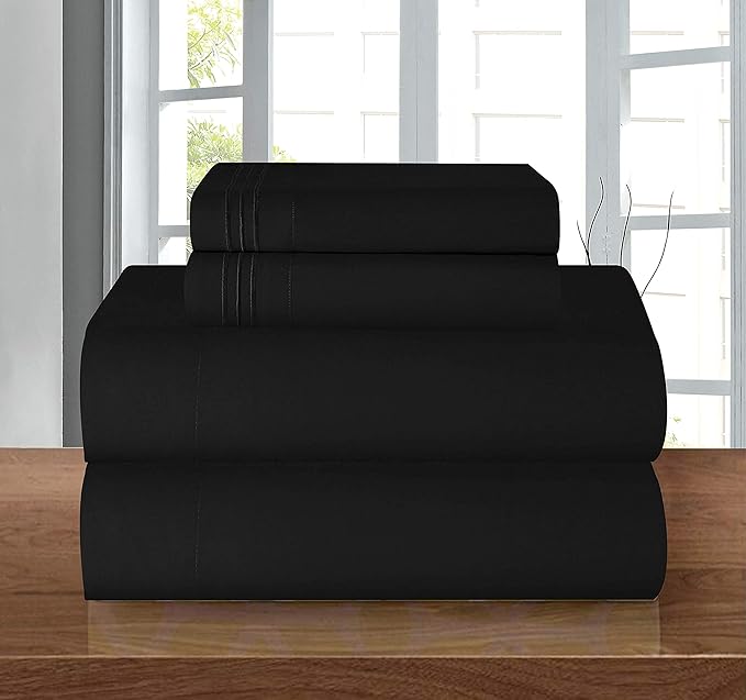 Photo 1 of **MSRP 17.13** 4-Piece Sheet Set - Wrinkle Resistant, All Around Elastic Fitted Sheet, Deep Pocket up to 16", Full, Black