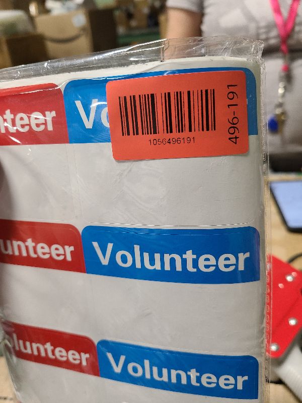 Photo 1 of 200pcs Volunteer Name Tag Stickers, 2.4x3.2inch Self Adhesive Name Tags Labels Self Adhesive Name Stickers Badge Labels My Name is Stickers for School, charitable, Church, Event, Blue and Red