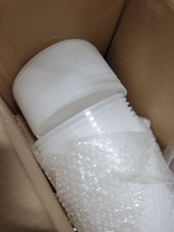 Photo 1 of 12 Pcs 1 Gallon Ice Cream Buckets with Lids 135 oz Round Plastic Food Storage Containers Cocktail Rum Bucket for Drinks Freezer Safe Ice Cream Tubs for Deli Soup Meal Flour(Light Color)
