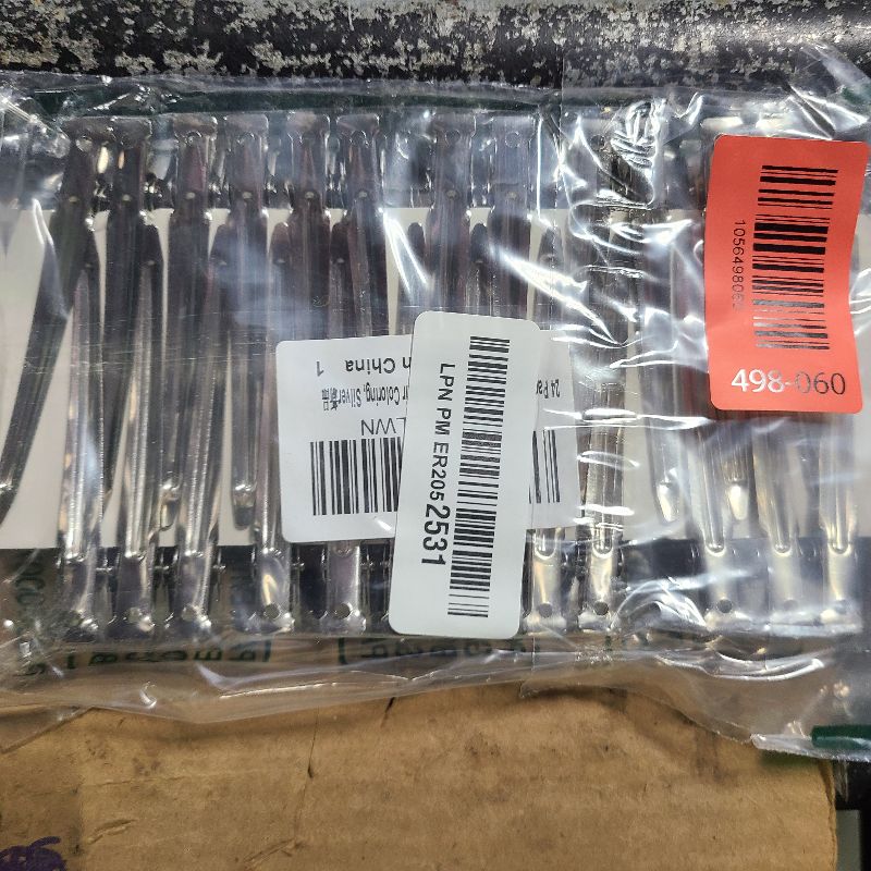 Photo 1 of 24 Packs Duck Bill Clips, Bantoye 3.5 Inches Rustproof Metal Alligator Curl Clips with Holes for Hair Styling, Hair Coloring, Silver
