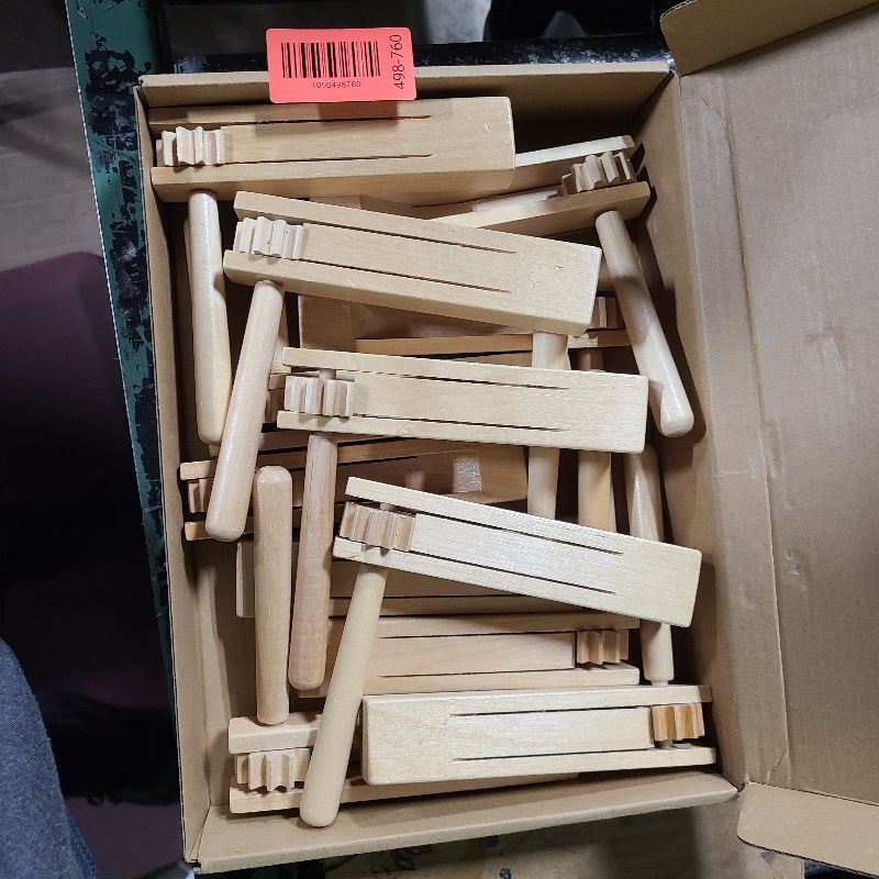 Photo 1 of 12 Pieces Wooden Ratchet Noise Maker, Traditional Mexican Rattle Ratchet Instrument Toy for Sporting Events Party Favor and Celebrations Birthday Present Football Games, 6 x 5.5 x 1.4 Inches