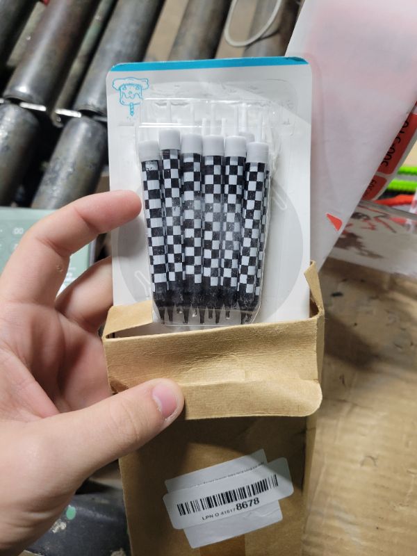 Photo 1 of 13pcs Racing Cars Birthday Candles, Black and White Checkered Candles Birthday Number Candle Cake Topper for Boys Kids Baby Shower Racing Car Theme Party Decoration Supplies (Number 6)