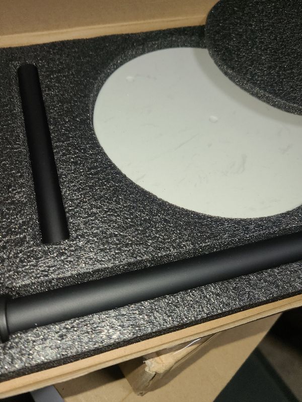 Photo 1 of 18 Inch Modern Hand Towel Holder Stand with Marble Base, Black Metal, Freestanding Bathroom Counter Towel Rack